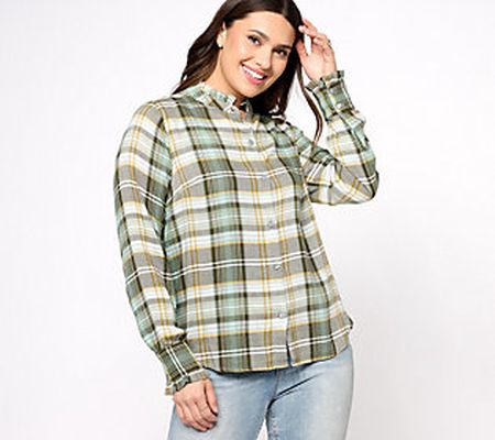 Encore by Idina Menzel Semi-Fitted Ruffle Trimmed Plaid