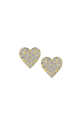 Endless 18K Yellow Gold & 0.35 TCW Diamond Heart Stud Earrings