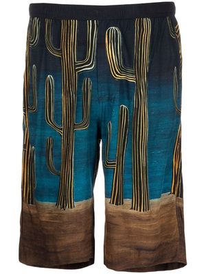 Endless Joy cactus-print Bermuda shorts - Blue
