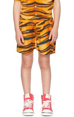 Endless Joy SSENSE Exclusive Kids Black & Orange Harimau Shorts