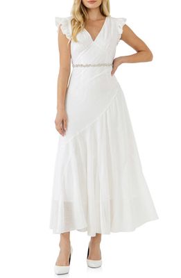 Endless Rose Asymmetrical Ruffle Dress in White