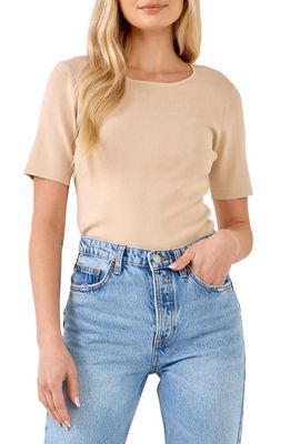 Endless Rose Back Cutout Knit Top in Beige