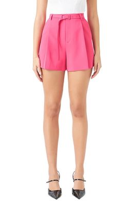 Endless Rose Belted High Waist Shorts in Fuchsia