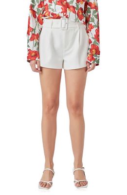 Endless Rose Belted Shorts in White