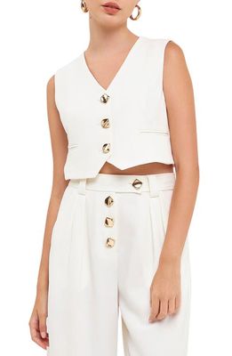 Endless Rose Button-Up Crop Vest in White