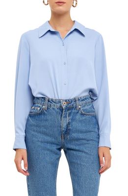 Endless Rose Classic Button-Up Shirt in Powder Blue