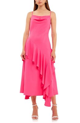 Endless Rose Cowl Neck Ruffle Maxi Dress in Pink