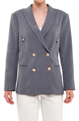 Endless Rose Double Breasted Blazer in Medium Grey