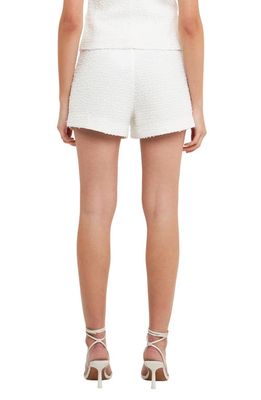 Endless Rose Double Button Tweed Shorts in White