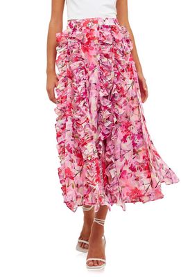 Endless Rose Floral Ruffle Skirt in Pink Multi