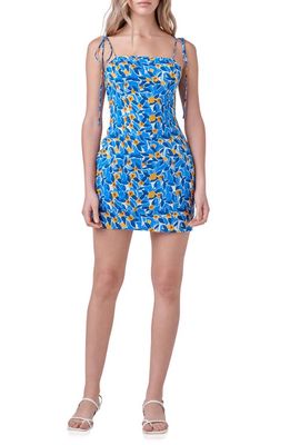 Endless Rose Floral Textured Minidress in Blue