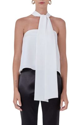 Endless Rose Front Tie Strapless Top in White