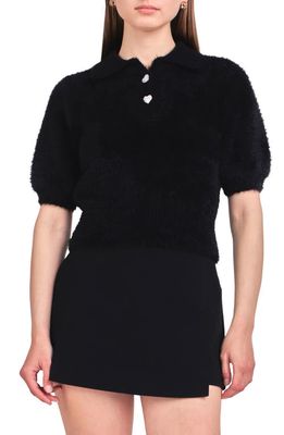 Endless Rose Fuzzy Jewel Sweater in Black