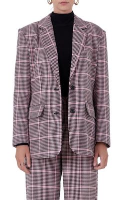 Endless Rose Houndstooth Check Blazer in Pink Multi