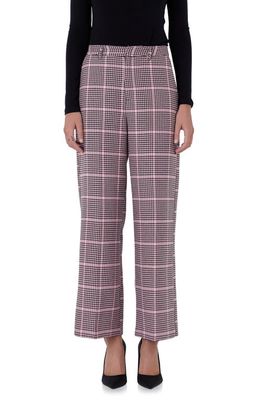 Endless Rose Houndstooth Check High Waist Pants in Pink Multi