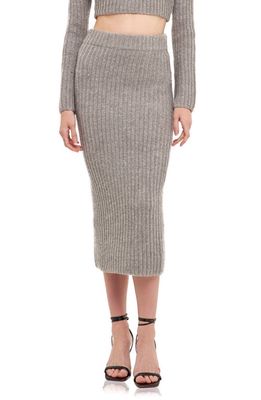 Endless Rose Knit High Waist Midi Skirt in Grey