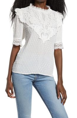 Endless Rose Lace Detail Dotted Top in White