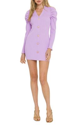 Endless Rose Long Sleeve Button Cardigan Sweater Dress in Lilac