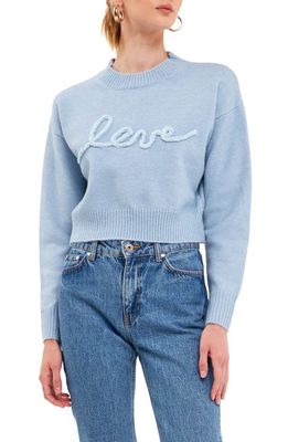 Endless Rose Love Chenille Sweater in Powder Blue