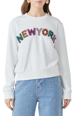 Endless Rose New York Embellished Sweatshirt in White