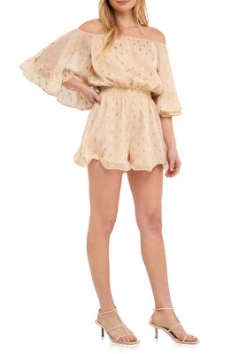 Endless Rose Off the Shoulder Chiffon Romper in Cream