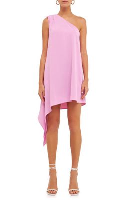 Endless Rose One-Shoulder Asymmetric Dress in Peony