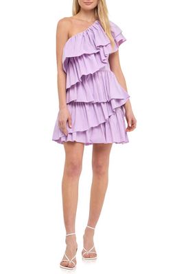 Endless Rose One-Shoulder Ruffle Minidress in Lilac