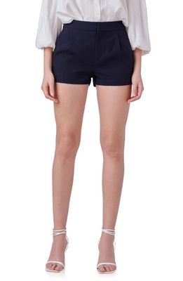 Endless Rose Pleated Low Rise Shorts in Navy