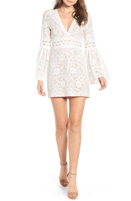 Endless Rose Plunge Neck Lace Minidress in White