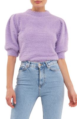 Endless Rose Plush Puff Sleeve Sweater in Lavender