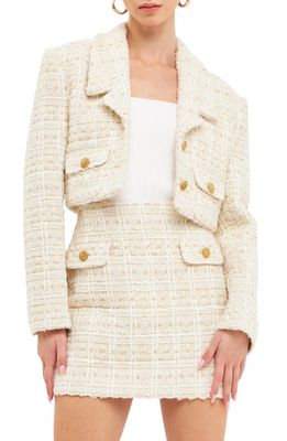 Endless Rose Premium Crop Tweed Jacket in Ivory