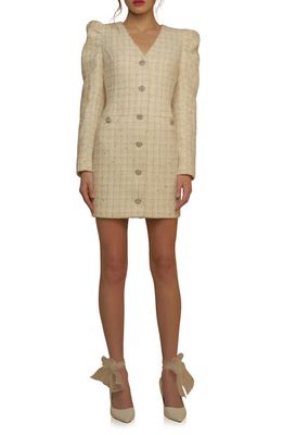 Endless Rose Premium Long Sleeve Tweed Mini Dress in Ivory