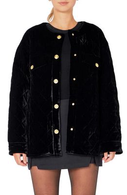 Endless Rose Premium Quilted Velvet Oversized Jacket in Black