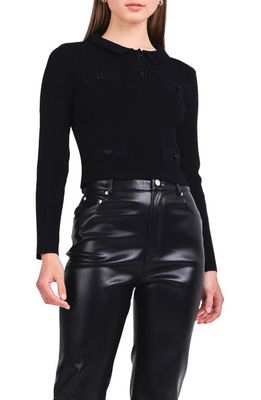 Endless Rose Rib Button Accent Knit Top in Black