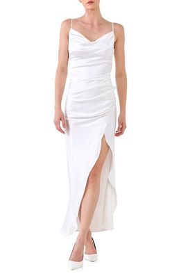 Endless Rose Ruched Satin Slipdress in White
