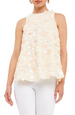 Endless Rose Satin Back Bow Sleeveless Sequin Top in Cream