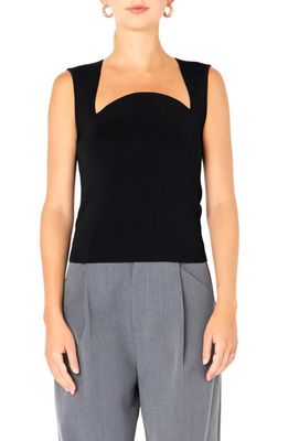Endless Rose Sculpted Neck Knit Tank in Black