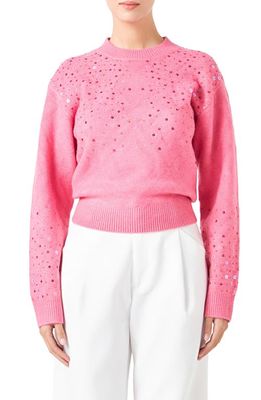 Endless Rose Sequin Crewneck Sweater in Pink