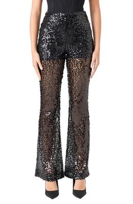 Endless Rose Sequin Flare Pants in Black