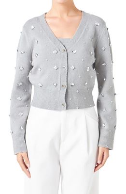 Endless Rose Sequin Floral Cardigan in Heather Grey