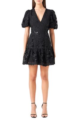 Endless Rose Sequin Lace Fit & Flare Minidress in Black