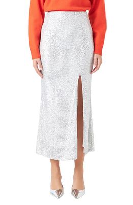 Endless Rose Sequin Midi Skirt in Silver at Nordstrom, Size X-Small