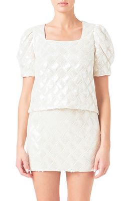 Endless Rose Sequin Patchwork Top in Ivory