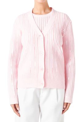 Endless Rose Sequin Rib Cardigan in Light Pink