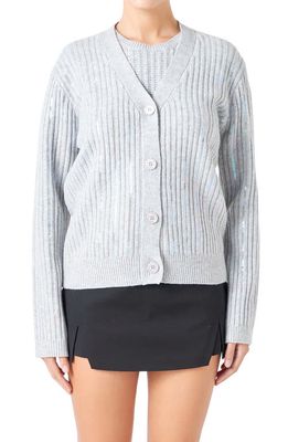 Endless Rose Sequin Rib Cardigan in Silver