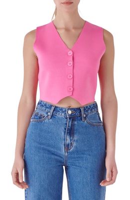 Endless Rose Sweater Vest Crop Top in Pink