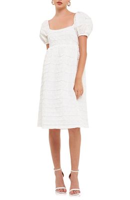 Endless Rose Texture Puff Sleeve Dress in White