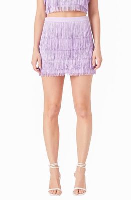 Endless Rose Tiered Fringe Miniskirt in Lilac