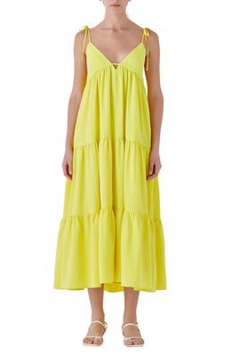 Endless Rose Tiered Tie Strap Sundress in Lime