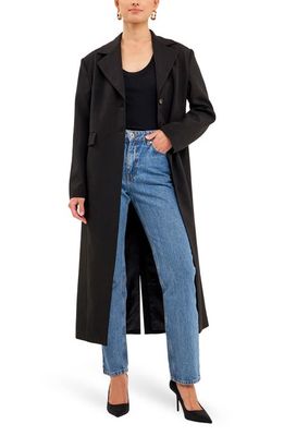 Endless Rose Two-Button Front Slit Long Coat in Black